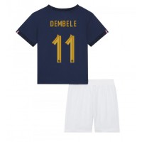 Camisa de Futebol França Ousmane Dembele #11 Equipamento Principal Infantil Mundo 2022 Manga Curta (+ Calças curtas)